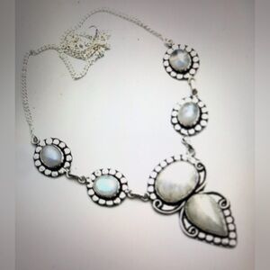 Moonstone Stamped 925 Sterling Silver Necklace